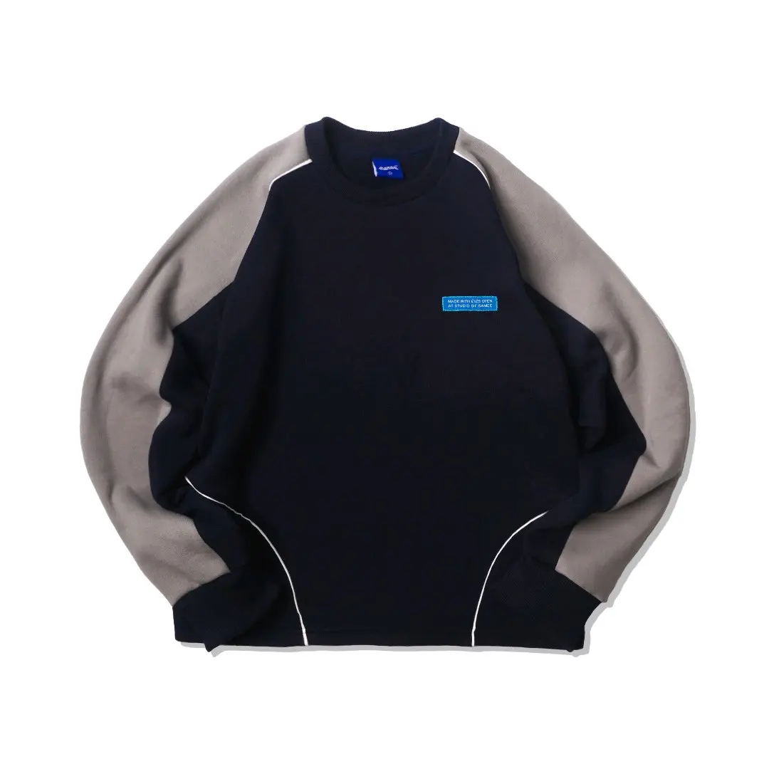 Samee Boxy Crewneck Oversize kombinasi  Unisex Fleece Sweater Keren