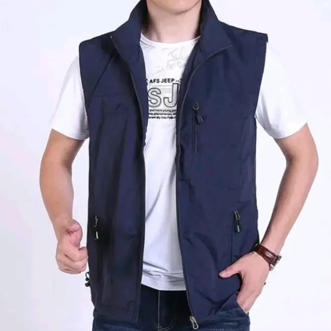 Rompi vest outdoor pria, bahan katun, rompi outdoor terbaru, rompi casual pria dan wanita Hitam Abu Formal 5