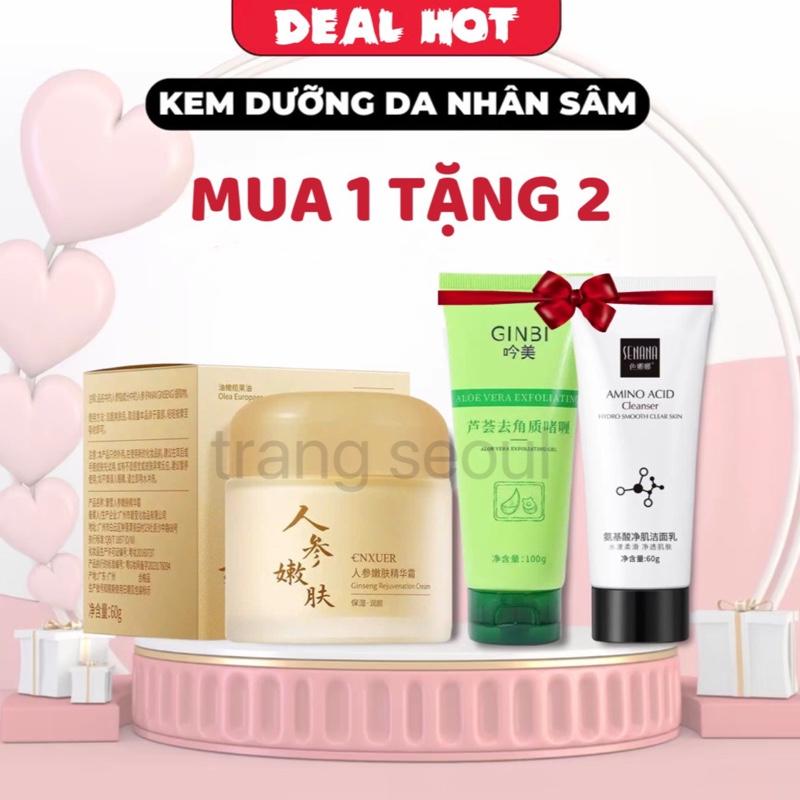 Mua 1 Tặng 2 Mua Kem Dưỡng Da Nhân Sâm 60gr Giúp Dưỡng Sáng Da Mịn Màng Tặng Kèm Ngay 1 Tẩy Da Chết 100gr Và 1 Sữa Rửa Mặt 60gr