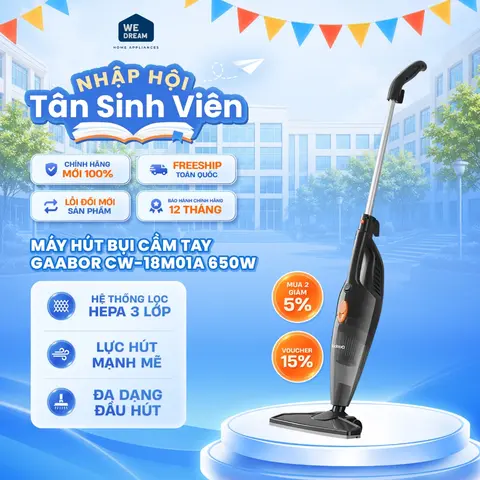 Máy hút bụi cầm tay 650W chính hãng công suất lớn làm sạch nhanh chóng cho gia đình