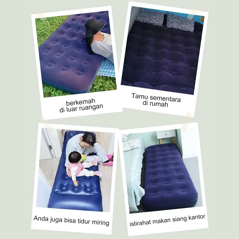 Kasur Angin Kasur Tidur Angin Single Kasur Angin Double Kasur Tiup Air Bed Portable Biru Kasur Tiup pompa 180x200 2