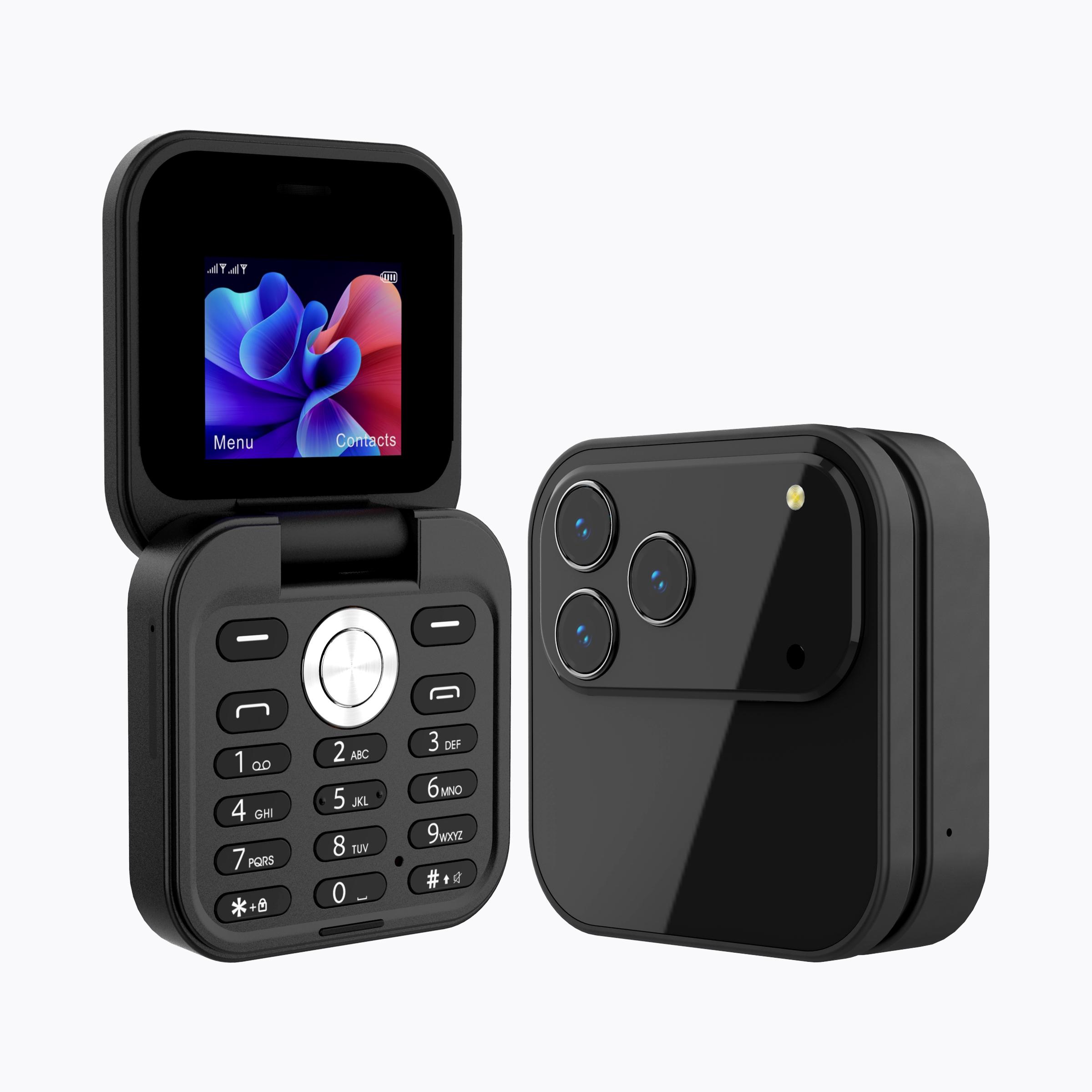 FUFFI おしゃれなミニ折りたたみ式カメレオン（ハト目）スマホ、2G
