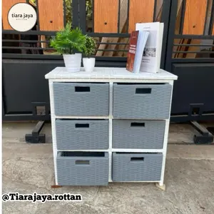Lemari Rottan | Lemari Baju 6 Laci Minimalis Rotan Sintetis [Ready Stock]