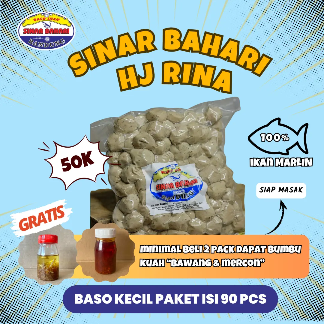 Bakso Baso Ikan Sinar Bahari Paket Gocap Varian Kecil Bumbu Kuah Marlin Berkualitas Enak Murah 90 Butir