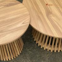 Gambar Stockayu.id - Coffe Table Tamu Jari Jari Kayu Jati Meja Kopi Bulat Minimalis CT002 Furniture Asli - 1 Meja 50x50x55 cm, Natural dari Stockayu.id Kab. Jepara 5 Tokopedia