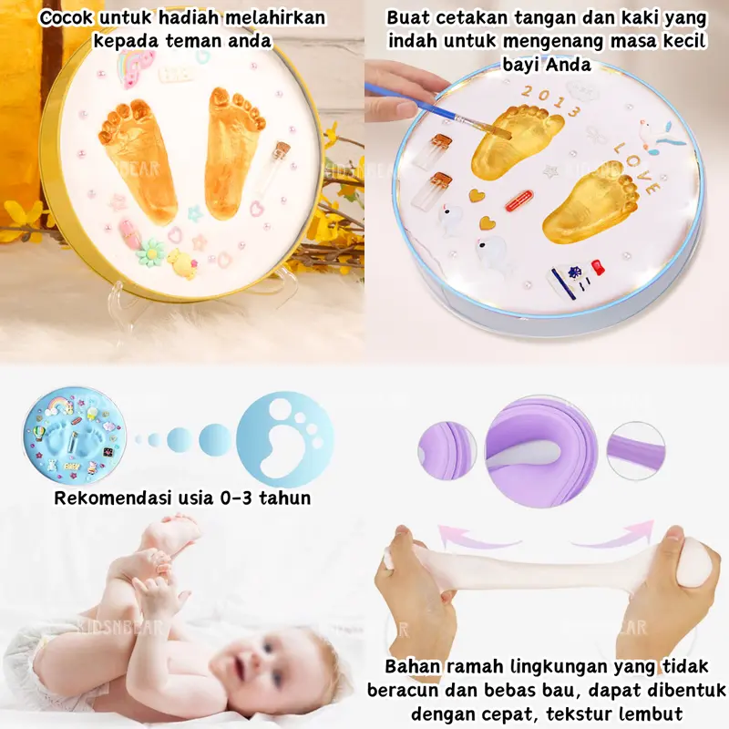KNB Baby Foot Print kit cetakan telapak tangan kaki bayi Hadiah Newborn baby / kado ulang tahun kenangan bayi 3