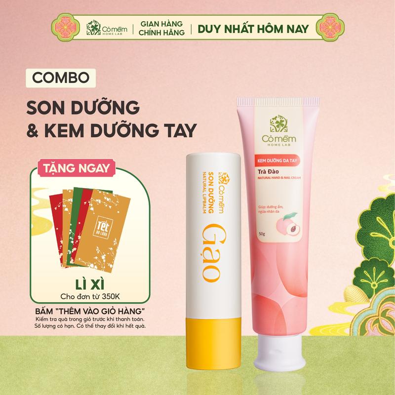 Combo Son Dưỡng Thiên Nhiên Và Kem Dưỡng Da Tay Dưỡng Ẩm Mềm Mịn Cỏ Mềm - Quà Tặng 20 10 Ý Nghĩa Thiết Thực