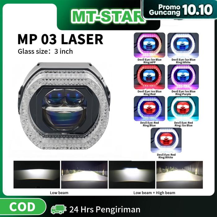 Gambar MT-STAR - MP03 LASER PROJIE BILED MATRIX LASER 3 INCH BLUE LENS BODY BLACK TURBO FAN COOLING - SHROUD RGB DEVIL MERAH, LASER PUTIH dari MTSTAR INDONESIA Kota Administrasi Jakarta Barat Tokopedia