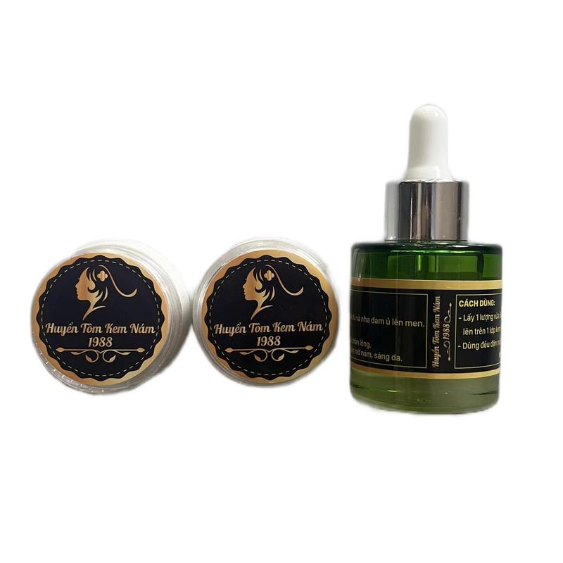  2 HỘP KEM + 1 SERUM   Huyền Tôm Kem Nám 1988  - Dưỡng da mờ thâm nám tàn nhang đồi mồi giúp da trắng sáng căng bóng Skincare Làm Đẹp Da Nữ 