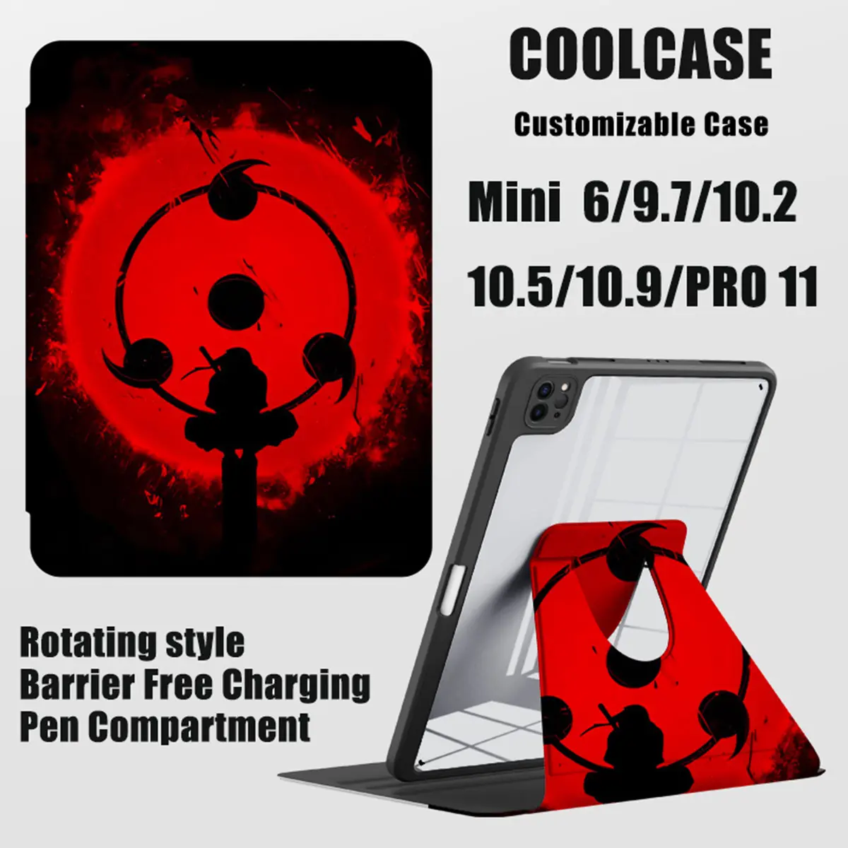 Coolcase-Vỏ xoay 360 độ cho iPad Air 5, 4, 3 / Pro, 11, 10,5 / 10,2, 9,7 inch, Vỏ mini Gen 6, 10, 9, 8, 7, 6, 5, thế hệ CL X254