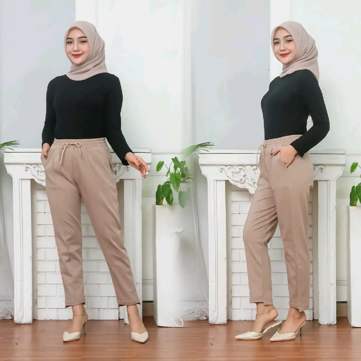 Celana baggy pants wanita bahan Paraguay tebal