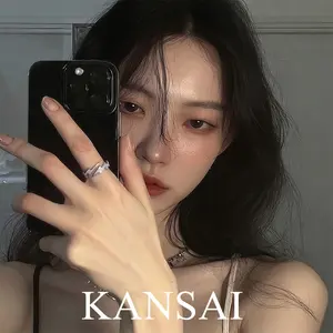 KANSAI-Cincin desain berbentuk petir | Cincin pria dari baja titanium, bertatahkan kuarsa kubik, ukuran dapat disesuaikan, cocok untuk pemakaian sehari-hari, cincin wanita modis