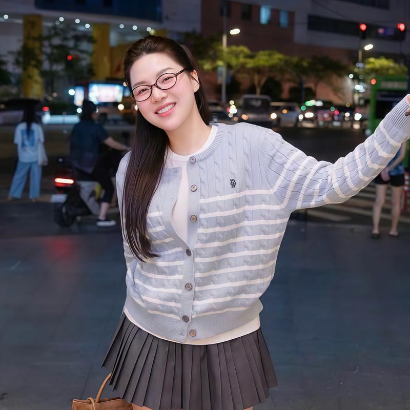 Bigsize 55-100kg Áo len cardigan nữ dáng suông cài nút basic 210