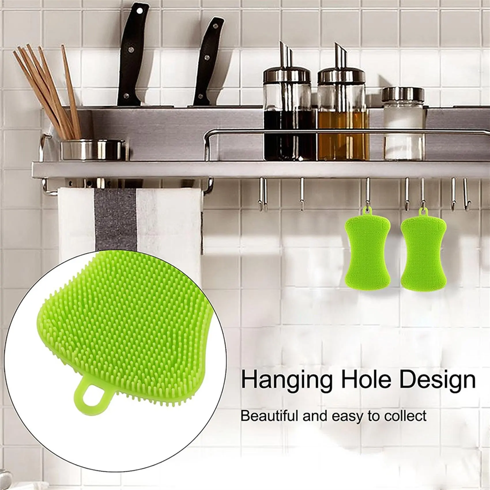 New 1PC Cleaning Silicone Dish Washing Sponge Scrubber Antibacterial Kitchen Tool