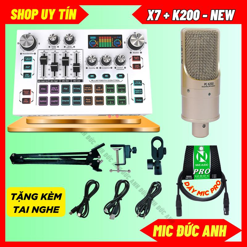  Bộ Sound Card X7 2025 Mic PC K200 New Đầu Dẹt Chuyên Thu Âm Livestream Với Điện Thoại Máy Tính Lap Top Độ Bền Cao 