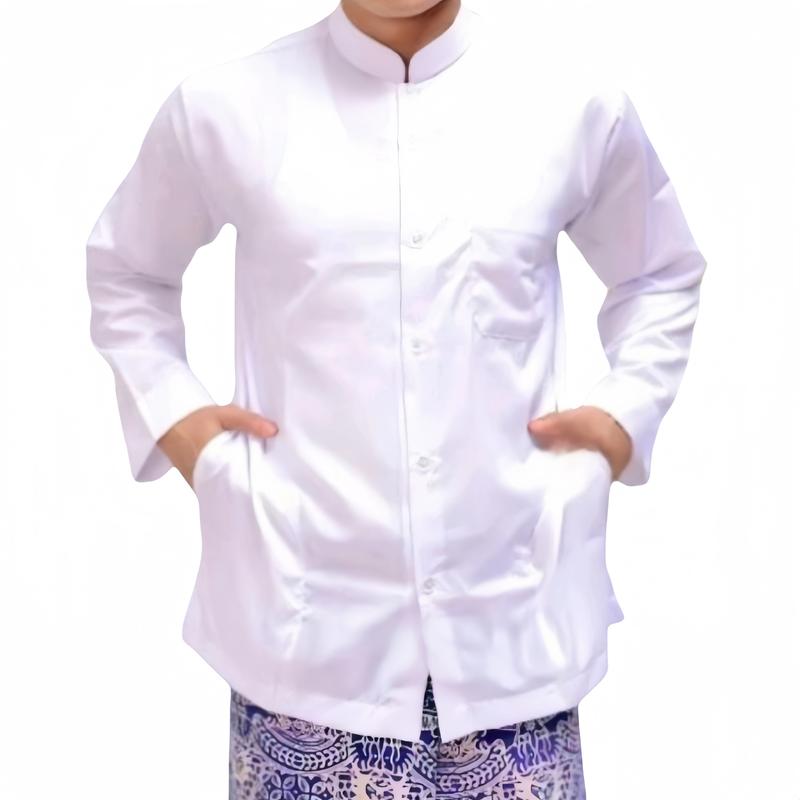 Product Introduction of ( JUMBO ) baju koko pria dewasa jumbo XXXL model ammu amu koko haibah habib habaib lengan panjang warna Putih Navy Cokelat Hitam baju muslim bahan Katun Nyaman Belah Samping 30