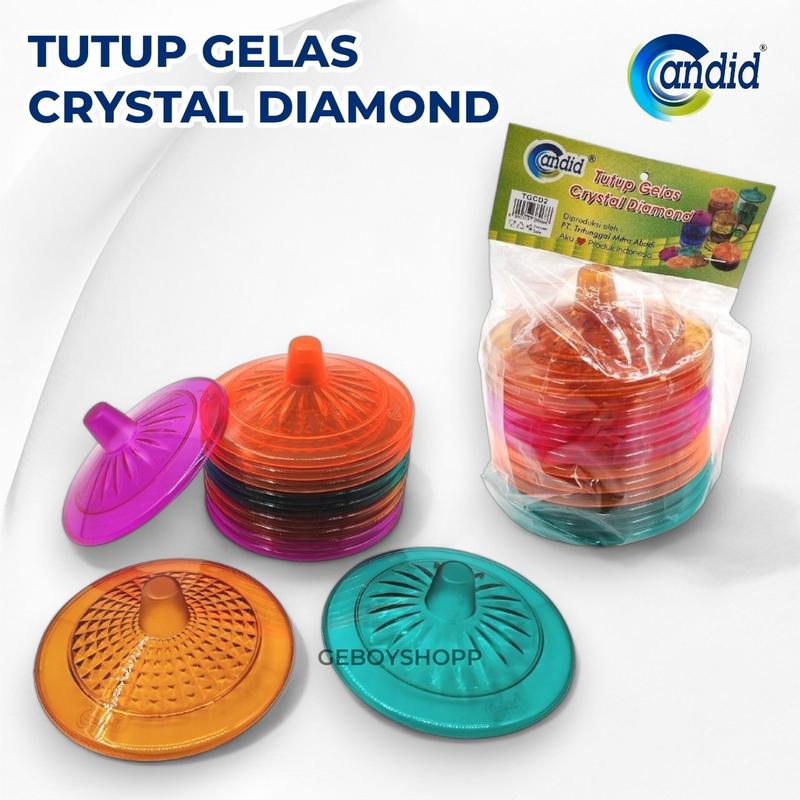 [1PACK 12PCS] Candid Tutup Gelas CRYSTAL DIAMOND / Tutup Cangkir / Tutup Mug Plastik Food Grade PP5 0