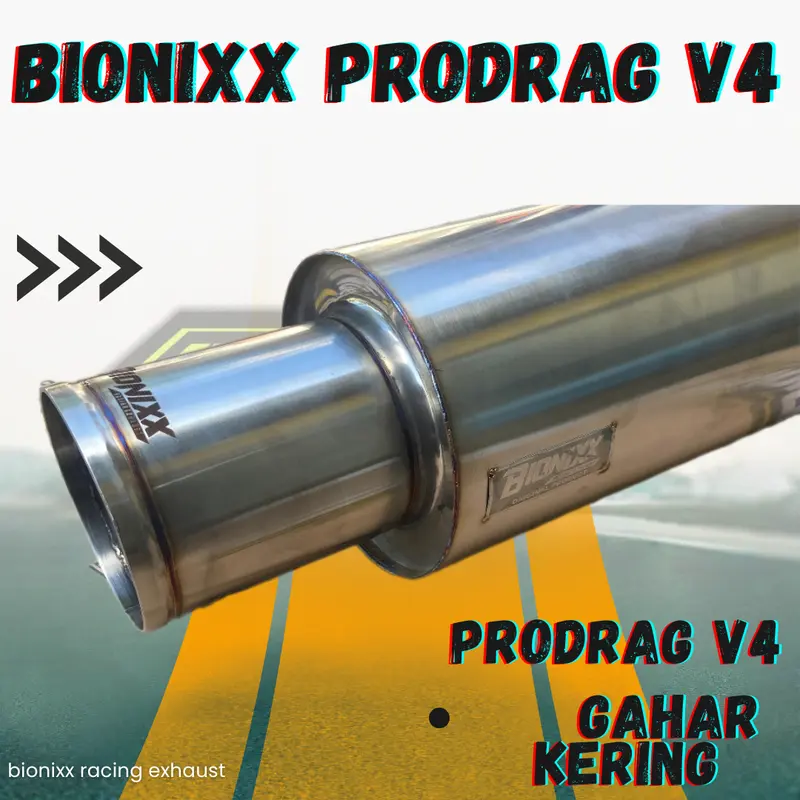 Bionixx Prodrag V4 Suara Kering Bigsize Knalpot Mobil Racing Kualitas Premium Motorcycle muffler  knalpot Tabung 6 inch 3