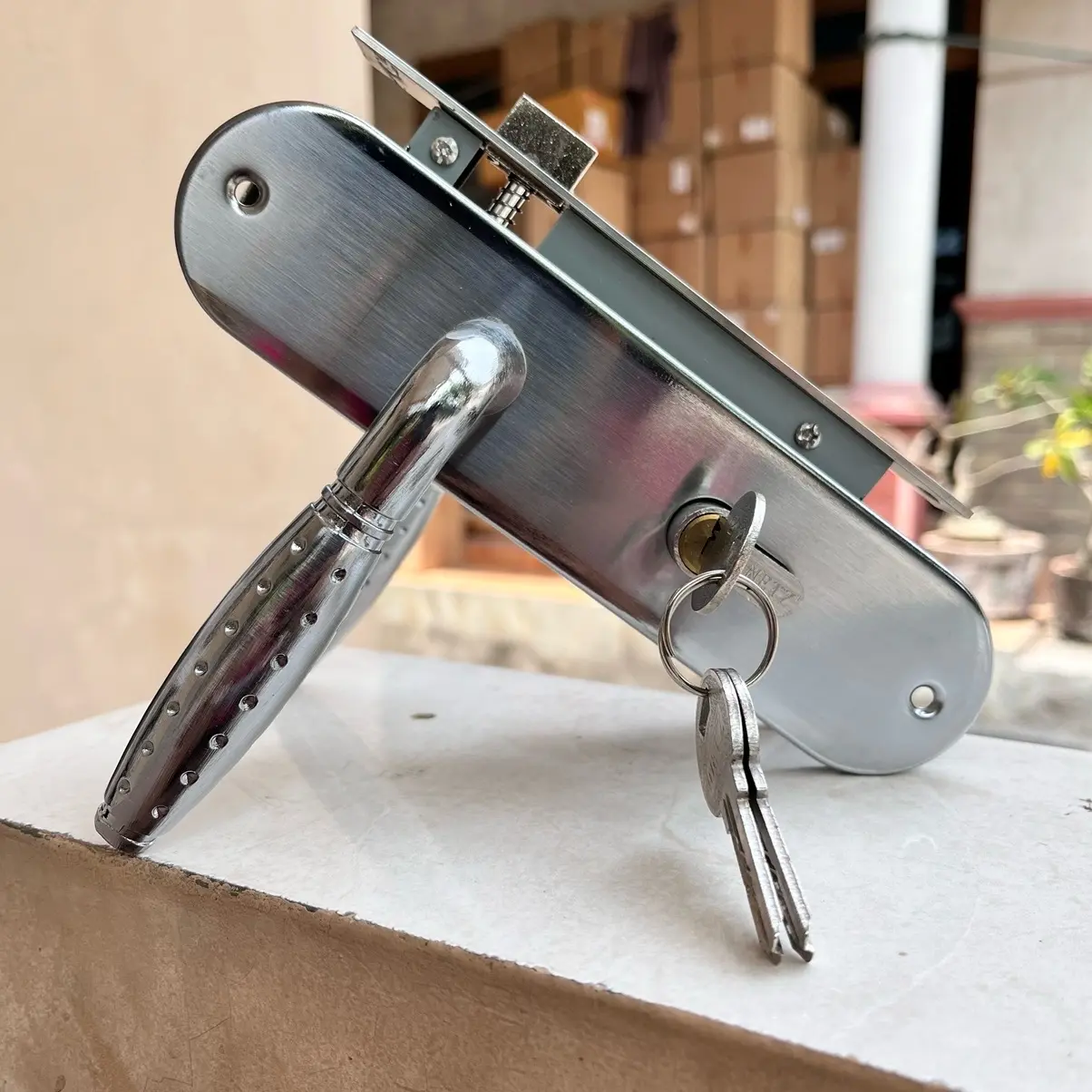 Gagang kunci pintu 20 cm set handle pintu komplit ukuran tanggung handle pintu rumah
