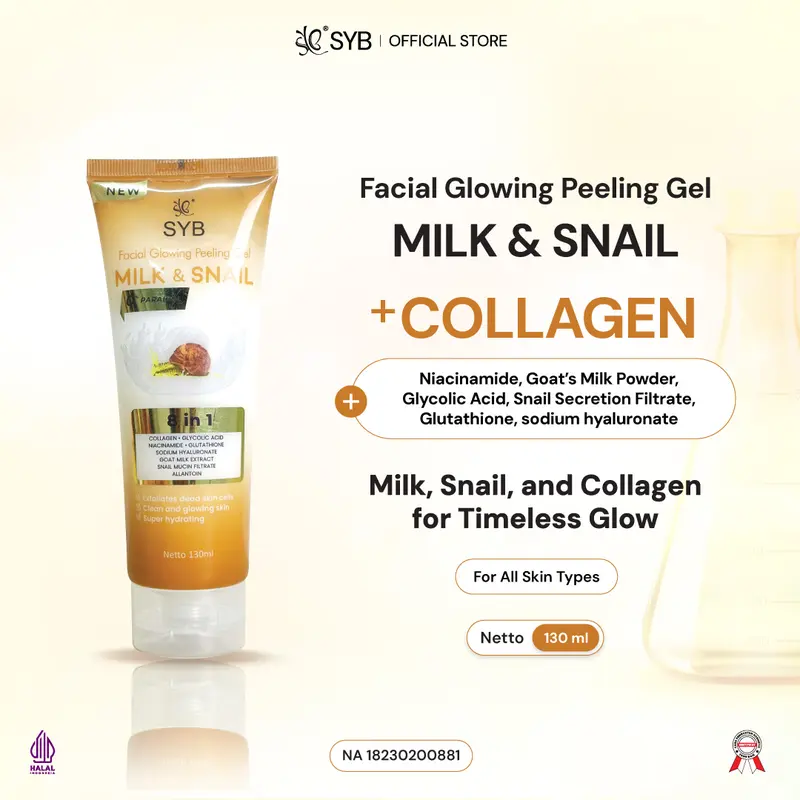【SYB Facial Glowing Peeling Gel】- Gel Eksfoliasi [Available in 3 varian : Aloe Vera - Milk & Snail - Charcoal] 2