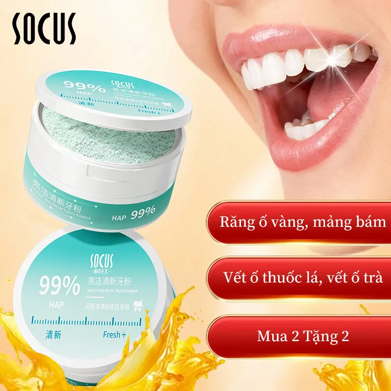 【giao hàng 24h】 Bột Làm Sạch Răng Trắng Sáng, Men Vi Sinh, Loại Bỏ Nhanh Vết Trà Khói Vàng, Làm Sáng Răng Trắng, Giảm Mùi Hôi, Chống Hôi Miệng, Không Florua, Hàng Thật, 50g