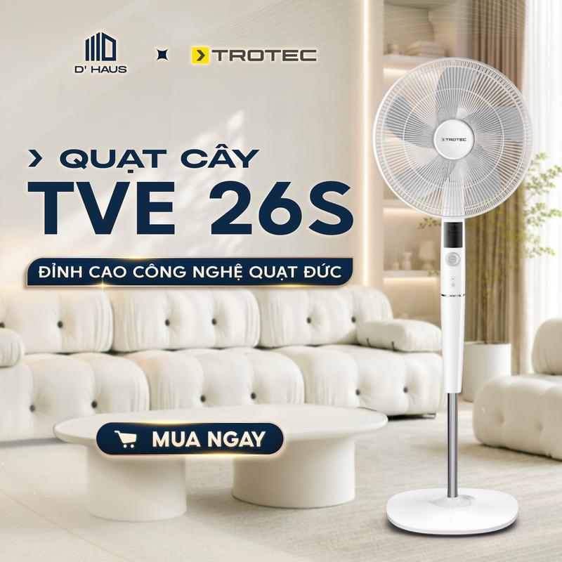Quạt cây đứng Trotec TVE26S 26 cấp độ gió, độ ồn thấp tiết kiệm điện công nghệ Đức, BH 12 tháng