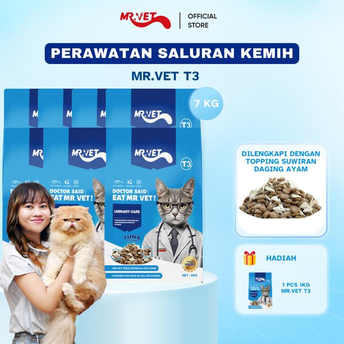 Gambar Mr. Vet Urinary Care T3 1kg - BIG DEAL BUY 7 GET 1 Makanan Kucing Kering Mr.Vet T3 Formula Pendukung Urin dirancang dengan kandungan magnesium yang lebih rendah dari biasanya untuk mendukung kesehatan saluran kemih.【GM】 dari Mr.Vet Indonesia Kota Administrasi Jakarta Utara Tokopedia