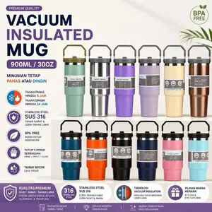 Botol minum termos / Botol minum thumbler Vacuum insulated portabel 900ML 8172-8173