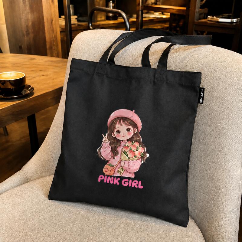 Túi Tote Vải Canvas In Họa Tiết Cô Gái Phong Cách Hàn Quốc Size Lớn Dáng Tote…