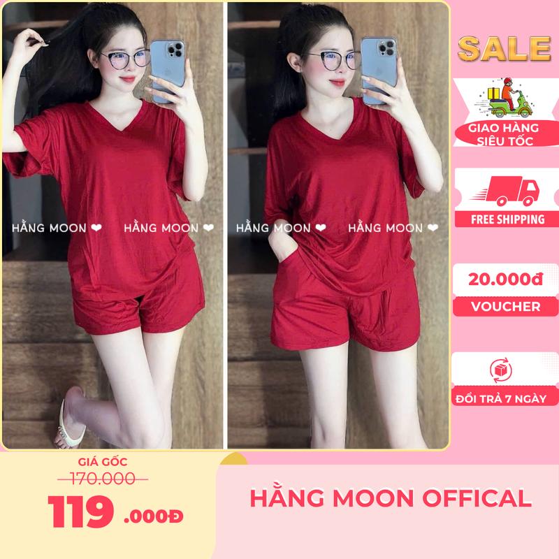 Đồ Bộ Mặc Nhà Nữ Bigsize Chất Thun Lạnh Dẻo Áo Cổ Tim Đùi Form Rộng Mát Mẻ Mùa Hè Đủ Size Tới 90kg