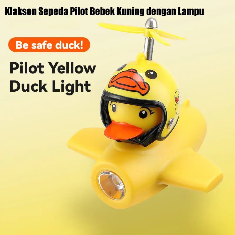 Klakson listrik bebek kuning kecil yang lucu dan lampu untuk sepeda