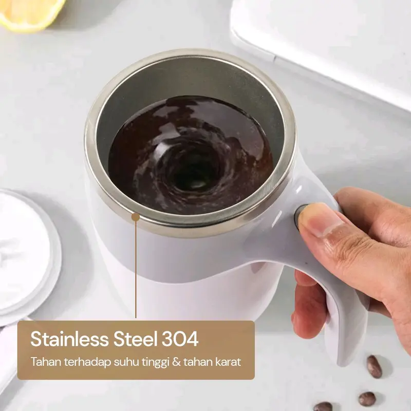 (Viral) Flash Sale Gelas Aduk Otomatis Self Stiring Cup Battery 380 ml -JY-101 - Kitchenware Stainless 5