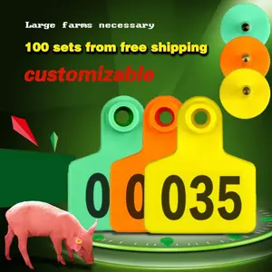 100PC Ukuran L Eartag Kambing Babi Domba Ear Tag Sapi Penanda 100 pcs Anting Identifikasi Ternak Set Persediaan Hewan Ternak Ternak