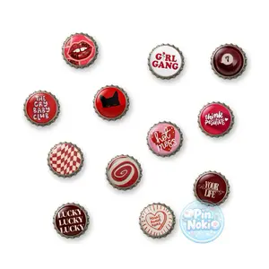 Pin.Nokio - Pin Tutup Botol Red Burgundy Y2K Cute Aesthetic Bros Tas Unik Kekinian Vintage Retro Deco Kawaii Tumblr Clips