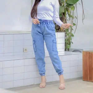 Rif Gallery Celana joger cargo, celana cargo jeans wanita muat bb 43kg sampai 90kg Karet Melar