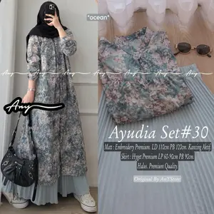 One Set Rok Tunik Embroidery Ayudia Ayudya Tile Set Aleza Ayeza Delia Katun Muslim Atasan Lembut Nyaman Panjang Canna