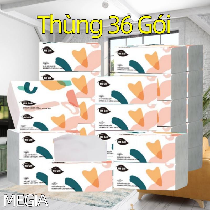 WXW-Thùng 36 bịch Giấy ăn rút cao cấp MEGIA 4 lớp mềm mịn, siêu dai Vệ sinh…