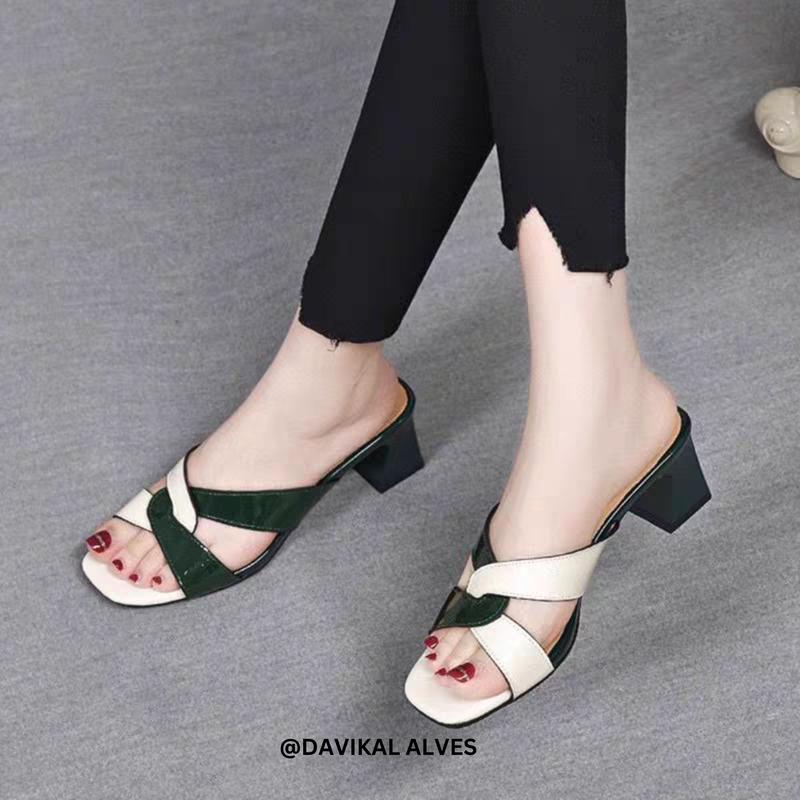 Sandal heels wanita terbaru korea fashion 5 cm kekinian Hak Setengah (3-5 cm) 4