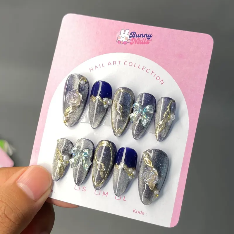 AM25 WEDDING PRESS ON NAILS | BUNNYNAILSID | KUPAL KUKU PALSU Art Nail Art Wedding Wisuda 4