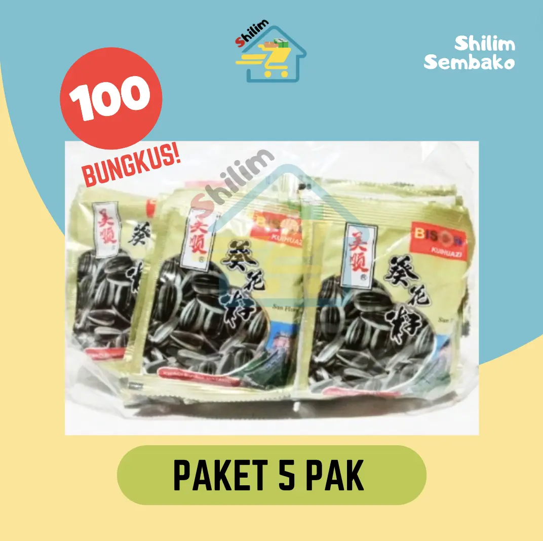 PAKET KUACI BISON 5 PAK ISI 100 BUNGKUS KUACI BUNGA MATAHARI