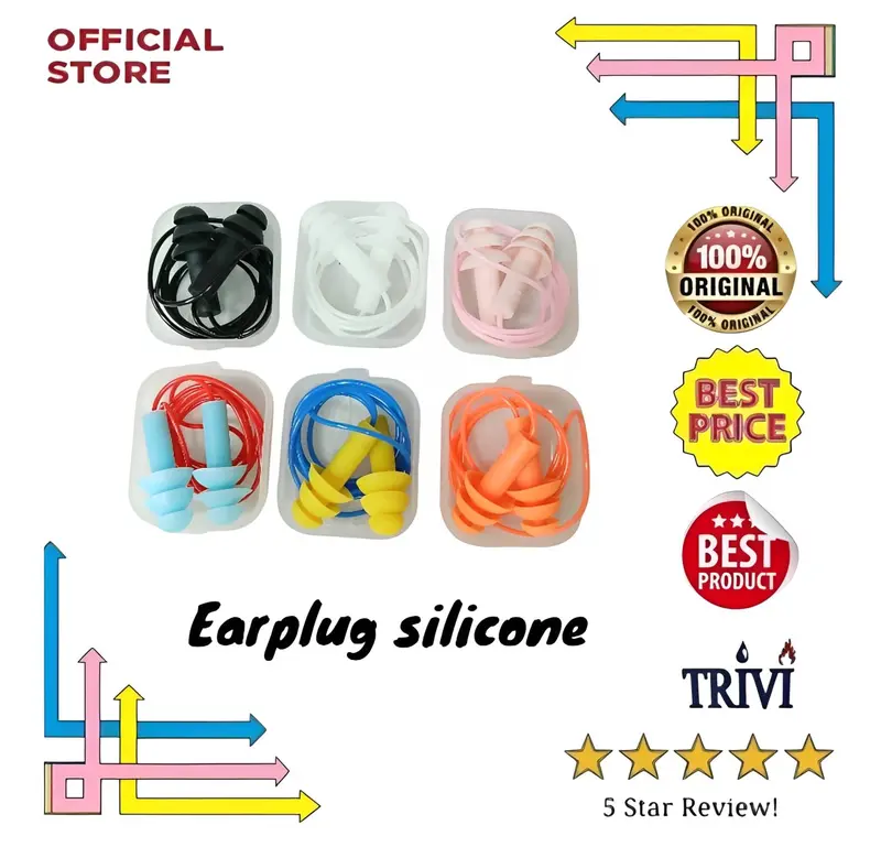 Penutup pelindung penyumbat telinga silicone earplugs, ear plug case tr (satuan/per-pack isi 6) penutup Kuping dari bising 0