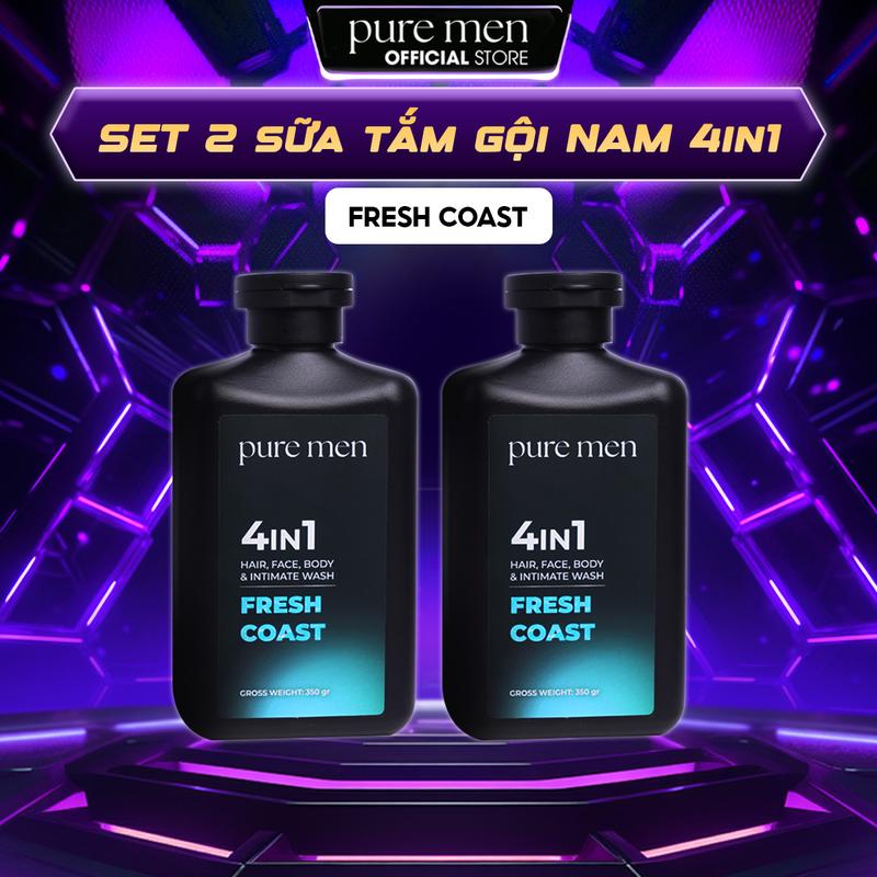 COMBO 2 Sữa Tắm Gội Nam 4in1 Pure Men Natural Vegan Hương Nước Hoa Nam Tính 350ml