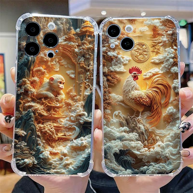 Ốp Lưng Tuổi 12 Con Giáp Dành Cho iPhone Chống Sốc Bảo Vệ Camera 6 7 8 Plus X 11 12 13 14 15 16 Pro Max Nhựa Dẻo TPU in UV phẳng nhám 2D Cao Cấp Nhiều Màu 5