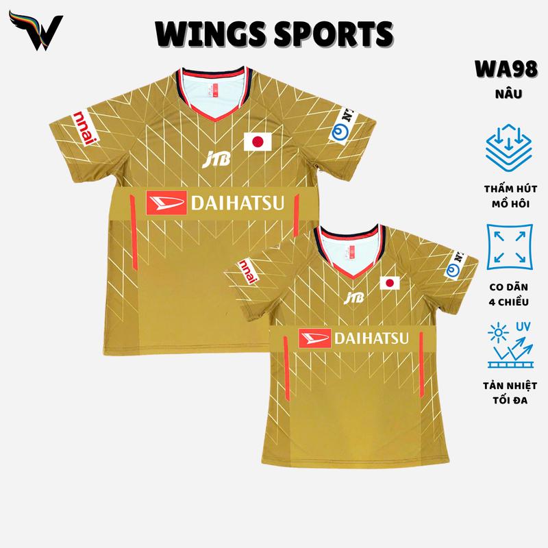Áo cầu lông WA98 - màu vàng đậm tuyển Nhật dành cho tập luyện và thi đấu