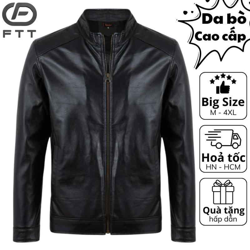 Áo khoác da thật nam cao cấp FTT Leather chất liệu da bò và da cừu bền bỉ không bong, tróc, nổ AD201