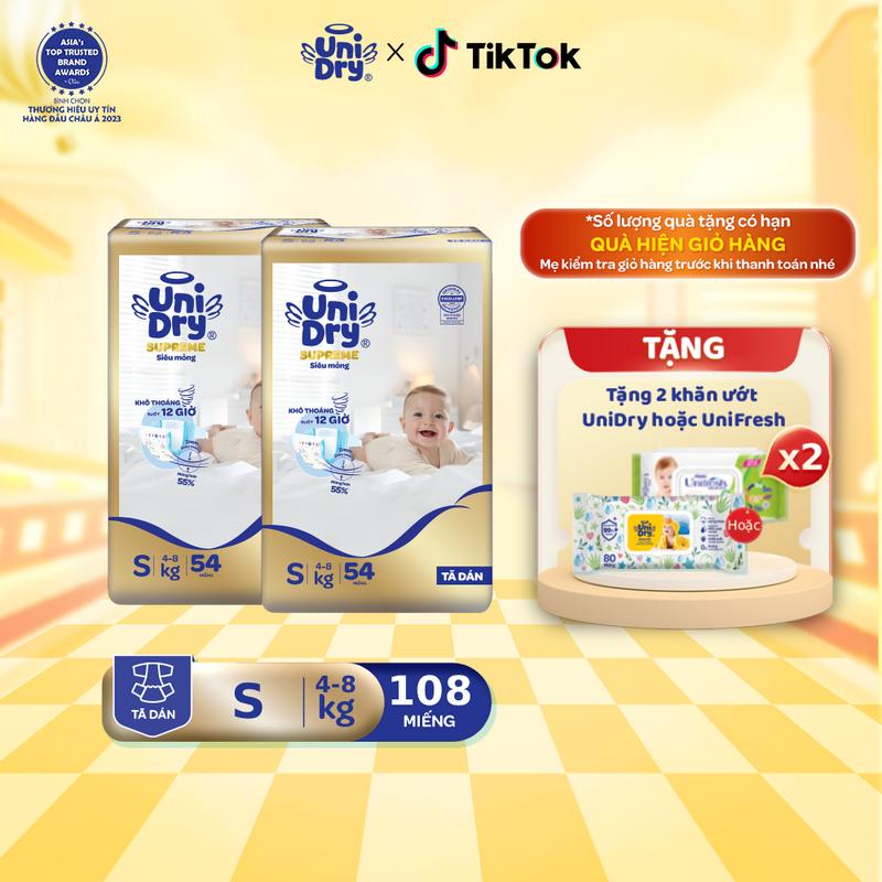 Combo 2 tã dán UniDry siêu mỏng Supreme chỉ 2mm S54/M46