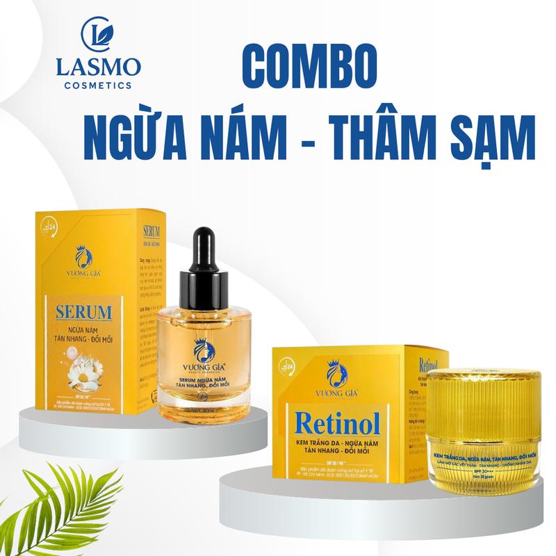 Combo Nám Sạm Tàn Nhang VƯƠNG GIA Hỗ Trợ Giảm Vết Thâm, Dưỡng Trắng Da 15g & 40ml - kem nam Làm Đẹp Da retinol 101