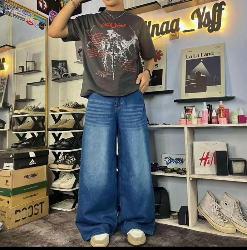 [UNISEX] Celana Jeans Retro Loose Wanita Pinggang Highwaist Korean Style Kekinian - Baggy Jeans Gombrong Panjang Pria Wanita 8