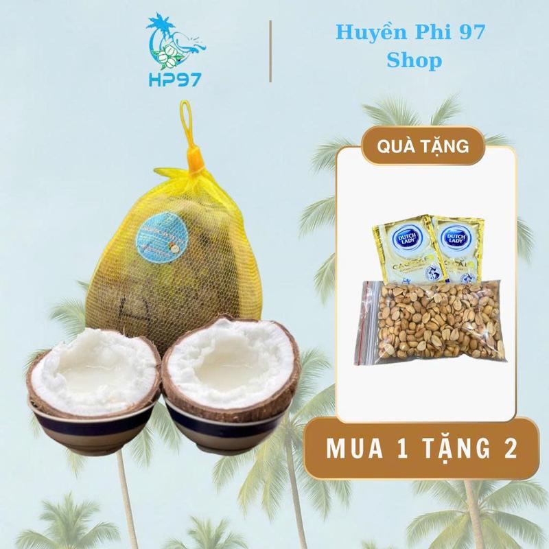  Dừa Sáp đặc lớn loại 1   kèm 2 túi sữa + 1 đậu phộng rang   