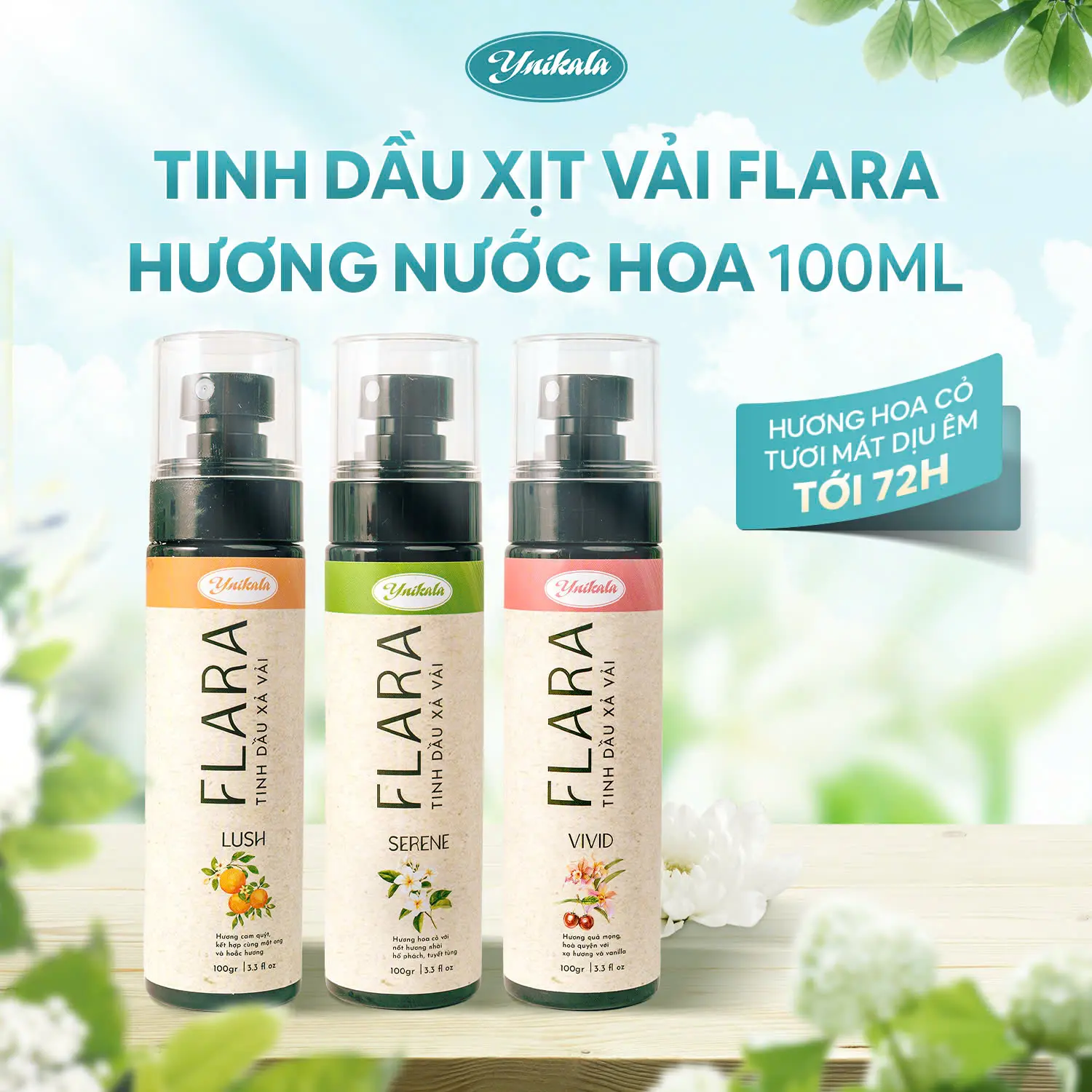 Xịt vải Flara 100ml hương nước hoa trẻ trung tươi mát giúp làm thơm quần áo